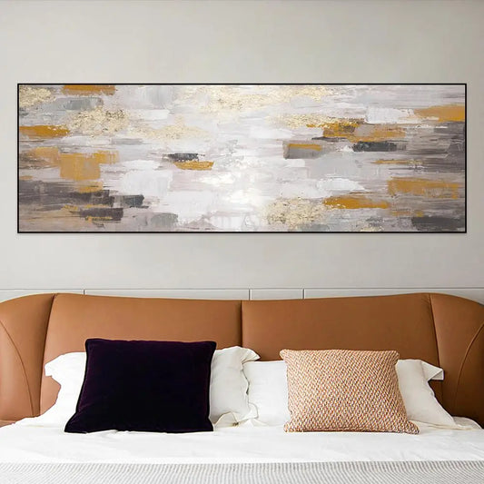 Luxe Nordic Abstract Canvas Wall Art with Gold Foil Accents