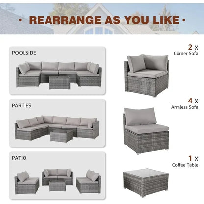 Elevate Your Outdoor Space: 7/8 Pieces Modular Patio Furniture Set