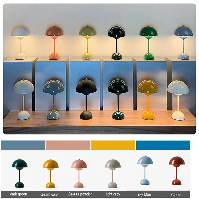 Modern Mushroom Flower Bud Rechargeable LED Table Lamp