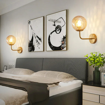 Modern Glass Ball LED Wall Lamp – Gold & Black Nordic Minimalist Sconce Lighting