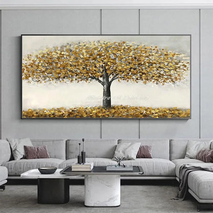 Mintura Large Size Handmade Artwork Handpainted Oil Paintings on Canva The Big Leafy Tree Modern Hotel Decor Home Decor Wall Art