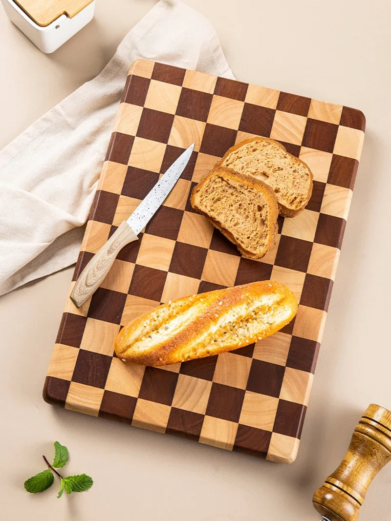 Creative Checkerboard Cutting Board – Solid Wood Mosaic Chopping Board