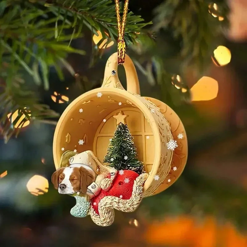 Cute Puppy Acrylic Christmas Pendant – Holiday Ornament & Décor