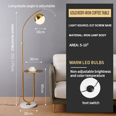 Standing Corner Modern LED Floor Lamp with Shelf Coffee Table Floor Light