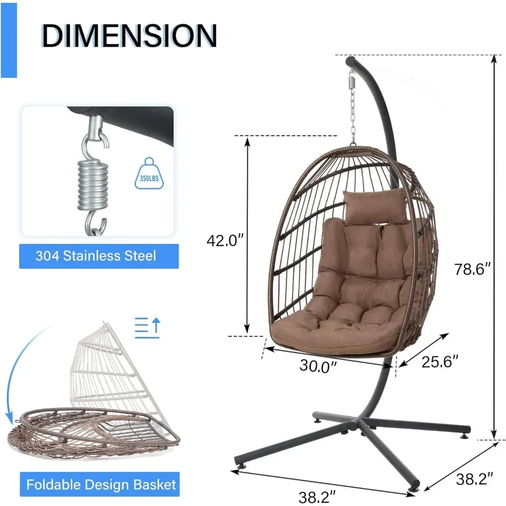 Egg Chair with Stand – Indoor/Outdoor Wicker Hanging Chair