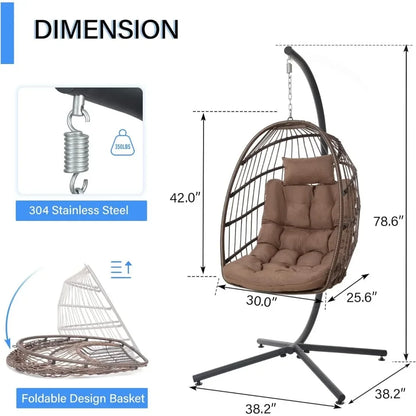 Egg Chair with Stand – Indoor/Outdoor Wicker Hanging Chair