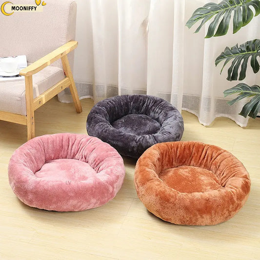 Round Washable Dog Bed – Plush Winter Sleeping Mat for Large Dogs & Cats