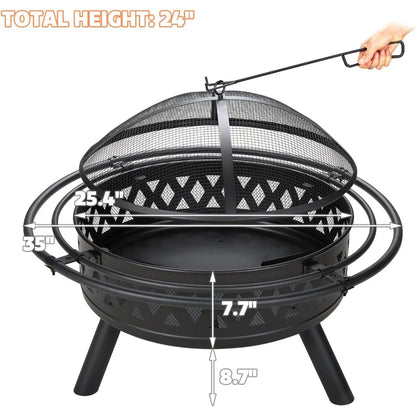 Safe, Stylish 35" Crossweave Outdoor Fire Pit