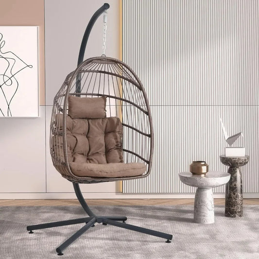 Egg Chair with Stand – Indoor/Outdoor Wicker Hanging Chair