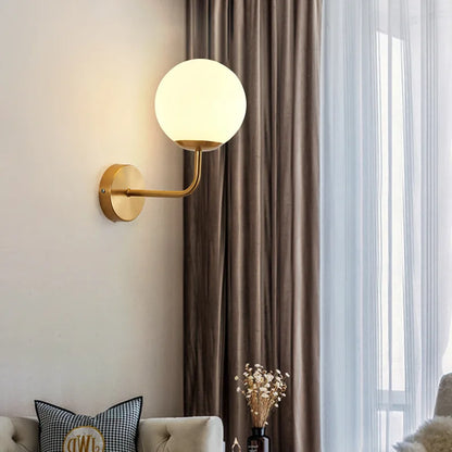 Modern Glass Ball LED Wall Lamp – Gold & Black Nordic Minimalist Sconce Lighting