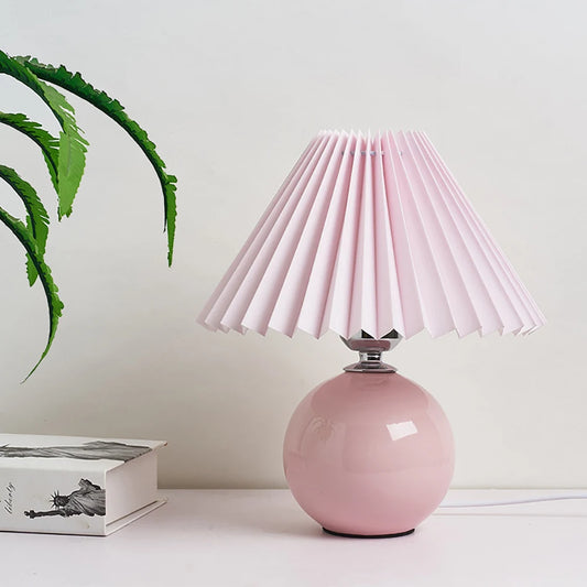 Vintage Pleated Table Lamp – Decorative Ceramic Night Light