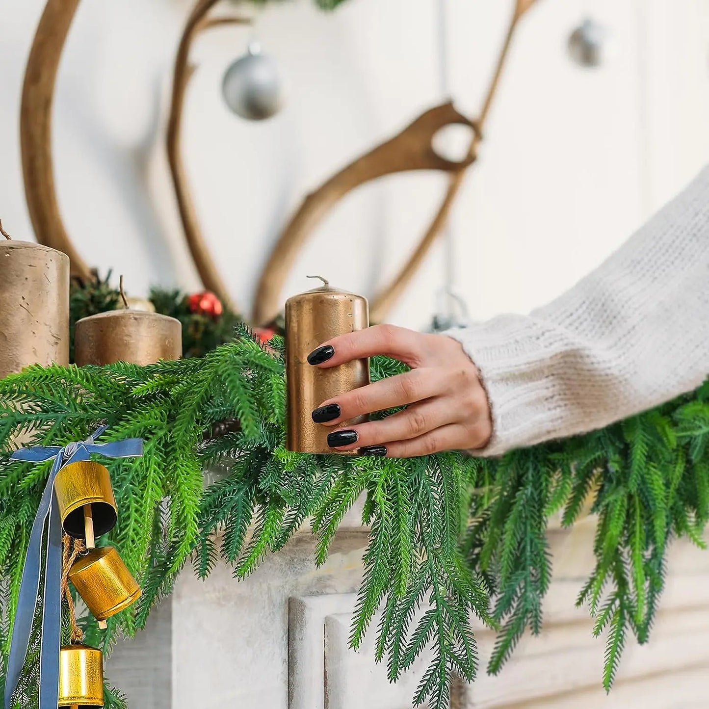 Christmas Garland Ivy Vine, Pine Needles, Cypress, Greenery Plant