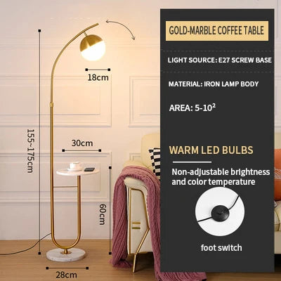 Standing Corner Modern LED Floor Lamp with Shelf Coffee Table Floor Light