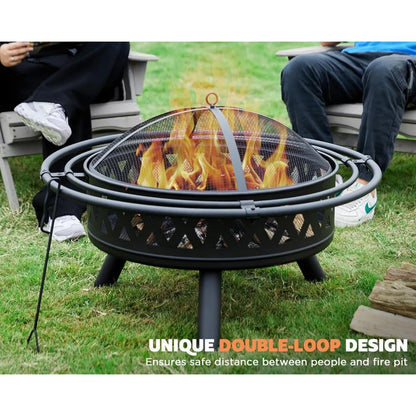 Safe, Stylish 35" Crossweave Outdoor Fire Pit