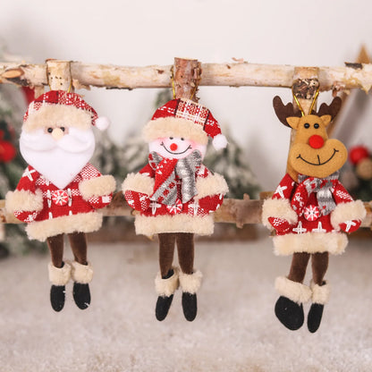 Christmas Tree Pendant Doll Plaid Long Leg Pendant Scene Decoration