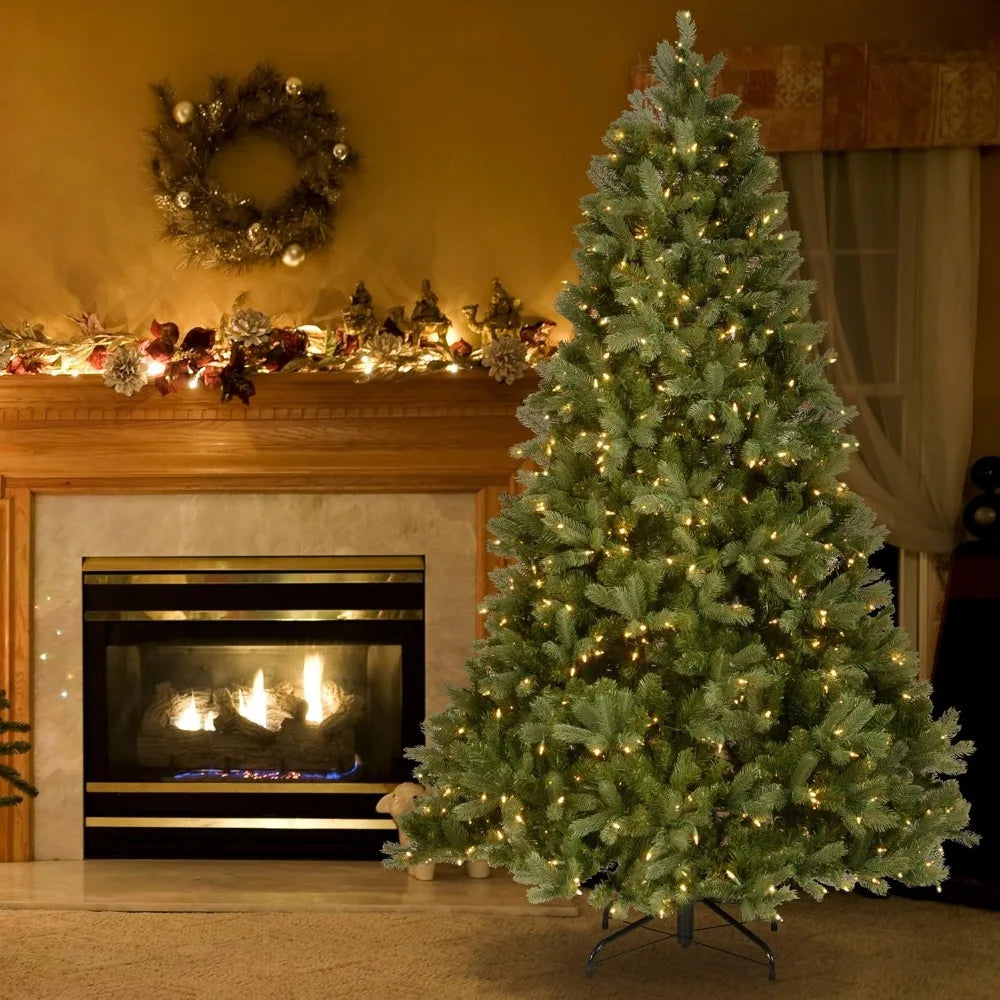 Pre-Lit 'Feel Real' Artificial Full Downswept Christmas Tree, Green, Douglas Fir, White Lights, Includes  Christmas Halloween