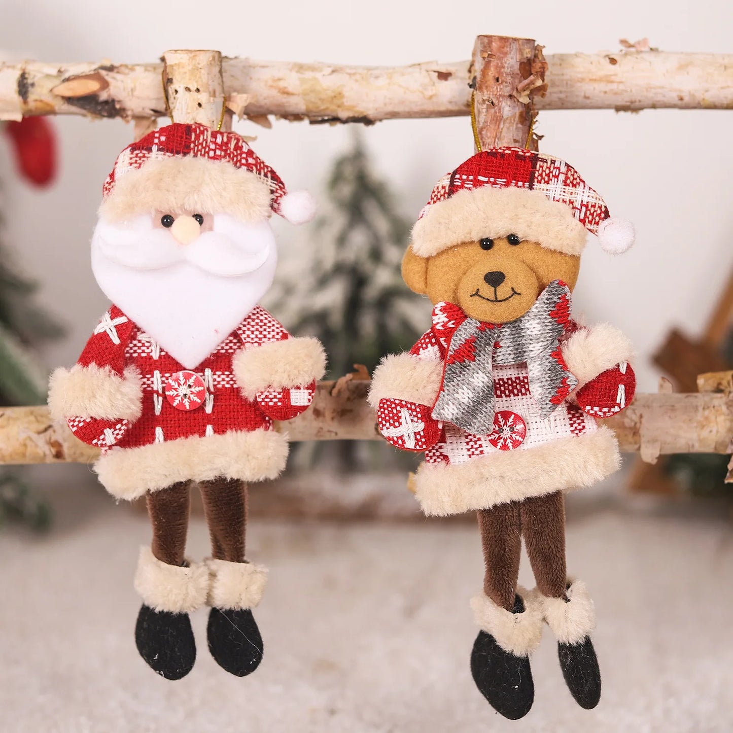 Christmas Tree Pendant Doll Plaid Long Leg Pendant Scene Decoration