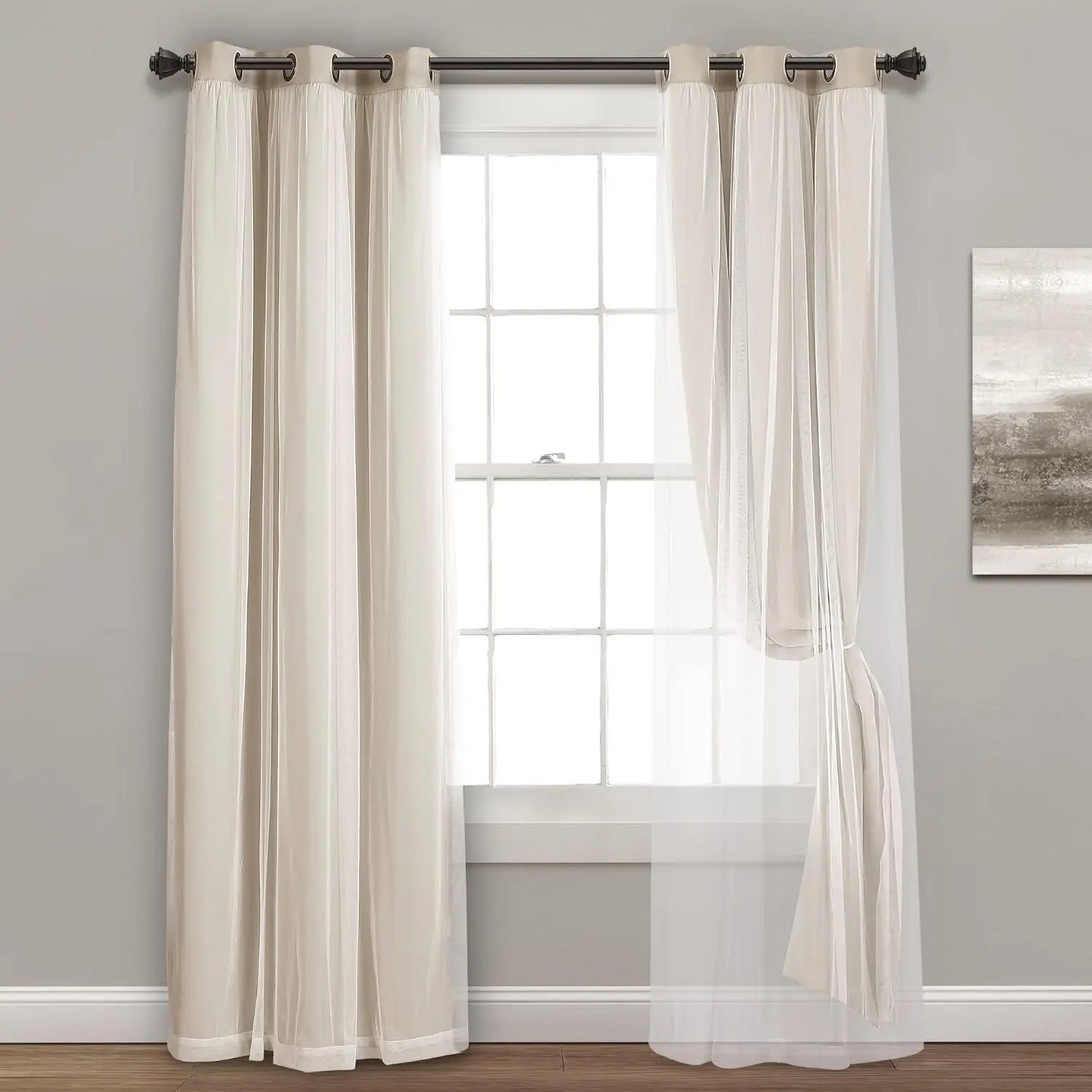 Stylish Light Control 2-in-1 Sheer & Blackout Grommet Curtains