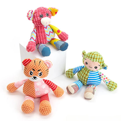 Interactive Cartoon Animal Plush Dog Toys: Fun, Squeaky, and Bite-Resistant!