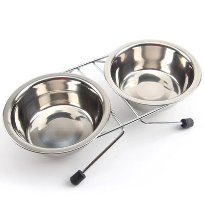 Double Stainless Steel Dog & Cat Bowls with Iron Stand