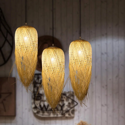 Southeast Asian Hand-Woven Bamboo Chandelier