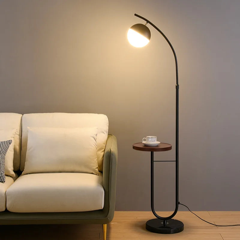 Standing Corner Modern LED Floor Lamp with Shelf Coffee Table Floor Light