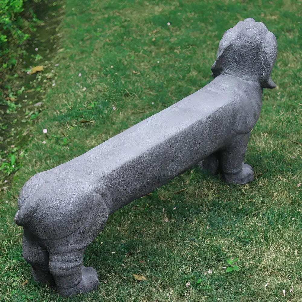 Whimsical Dachshund Dog Statue Sculpture Bench