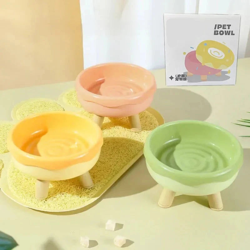 Stylish Four-Legged Tilted Pet Feeding Bowl for Cats and Small Dogs