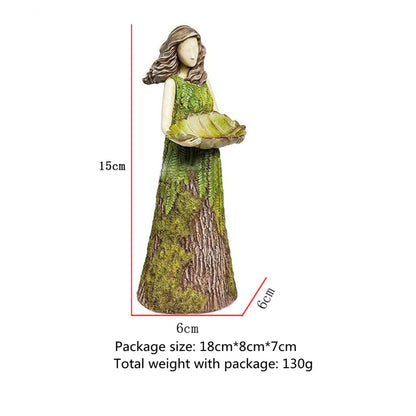 Charming Fairy Forest Girl Bird Feeder Garden Statue