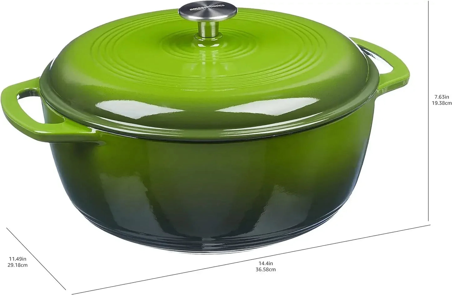 7.3-Quart Enameled Cast Iron Dutch Oven, Green, Oven Safe to 500°F