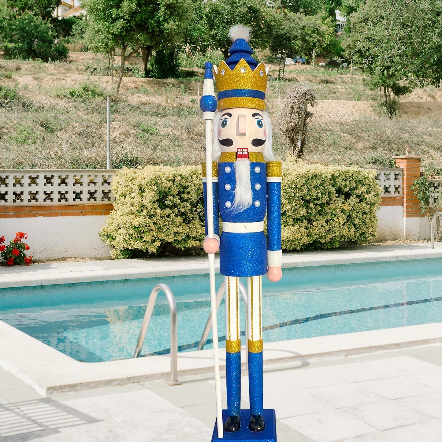 Make a Statement This Holiday Season with the 4ft Blue Glitter Nutcracker King