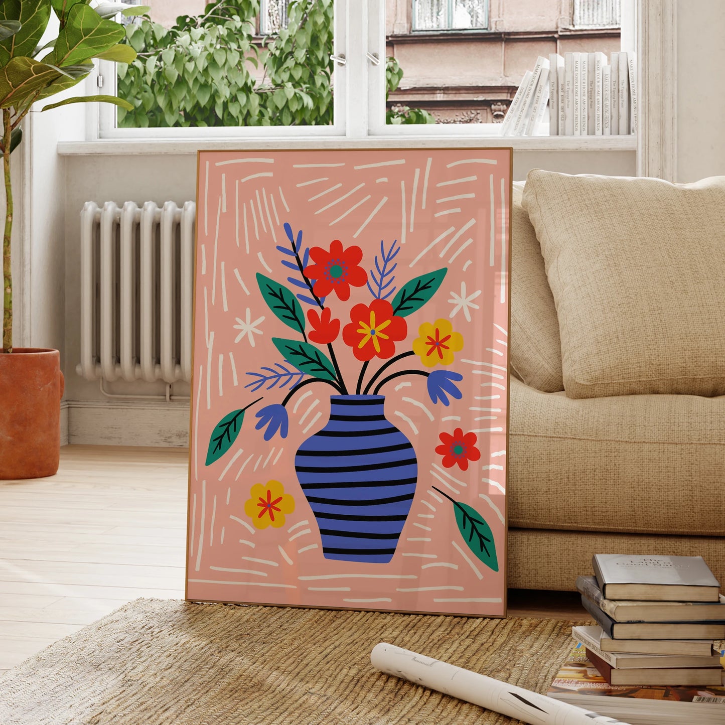 Modern Vase with Flowers Wall Art