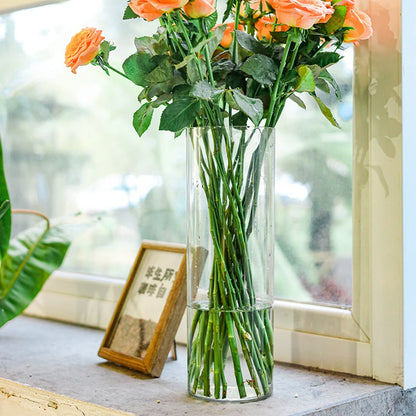 Transparent Cylinder Flower Vase – A Timeless and Elegant Centerpiece