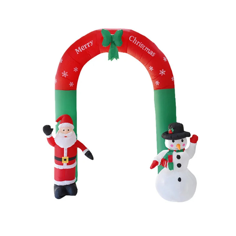 Festive Inflatable Santa Claus & Snowman Welcome Arch with LED Lights!