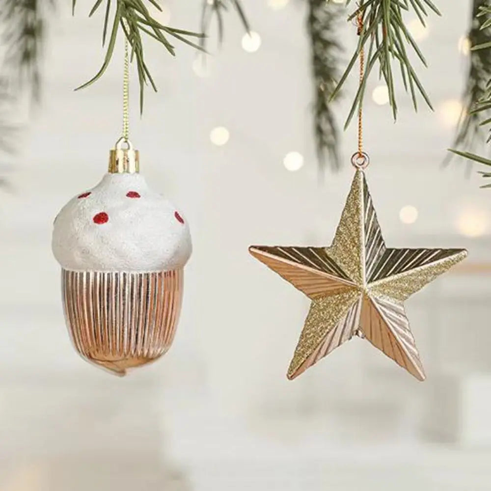 Plastic Christmas Hanging Conch Ornament Star Glittery Onion Shaped Hanging Ornament Snowman Decorative