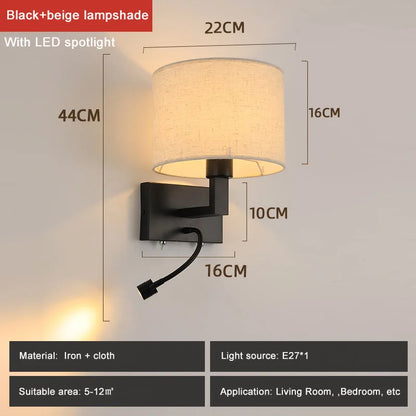 Modern Fabric LED Wall Sconce for Bedroom & Living Spaces