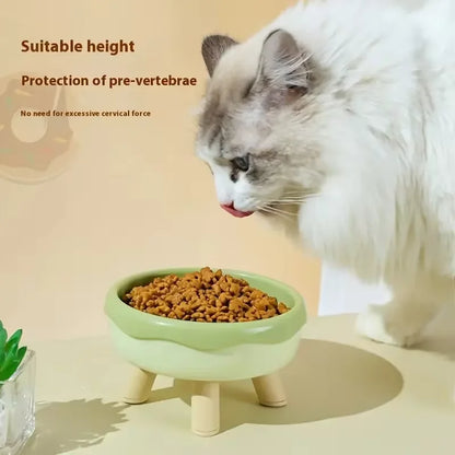 Stylish Four-Legged Tilted Pet Feeding Bowl for Cats and Small Dogs