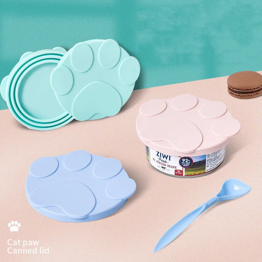 Portable Silicone Dog & Cat Canned Food Lid with Spoon