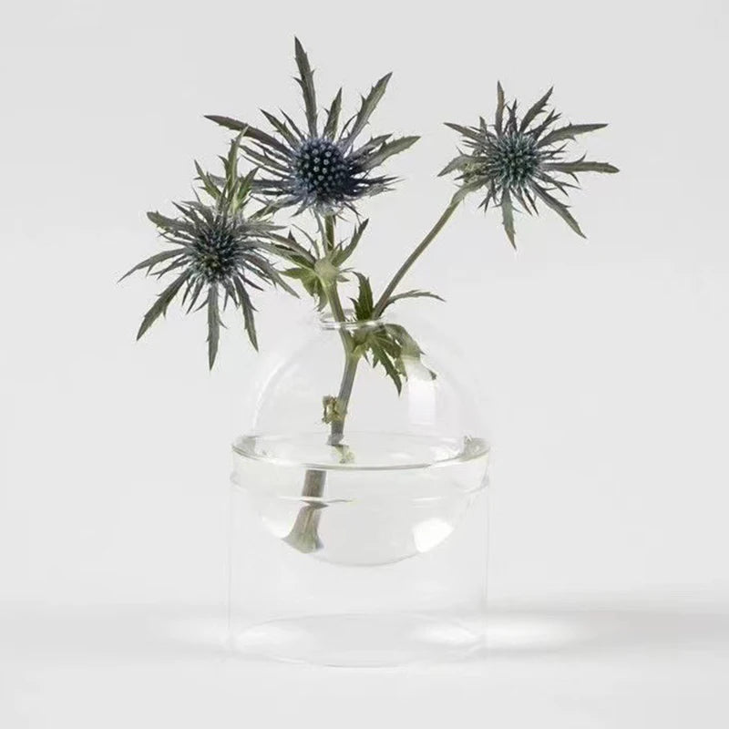 Mini Round Glass Flower Vase – A Delightful Touch of Nature for Your Space