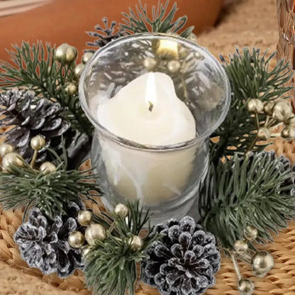 Christmas Candle Wreath Artificial Red Berry Candle Wreath Ring Bright Colors Christmas Table Centerpiece For Mantel Shelf Door