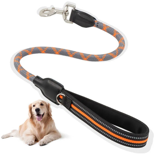 Striped Dog Leash - Reflective Short Leash for Walking and Training