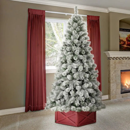 9ft Pre-Lit Snow Flocked Christmas Tree – 900 Magical Warm White Lights