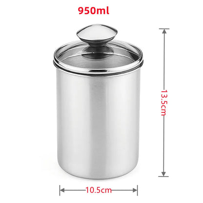 Stainless Steel Grains Storage Canister with Glass Lid - Kitchen Storage Solution