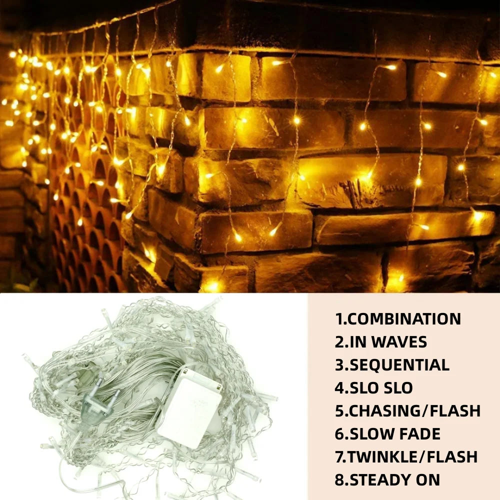 4.5M LED Icicle Curtain Lights - Perfect for Christmas & New Year Celebrations!