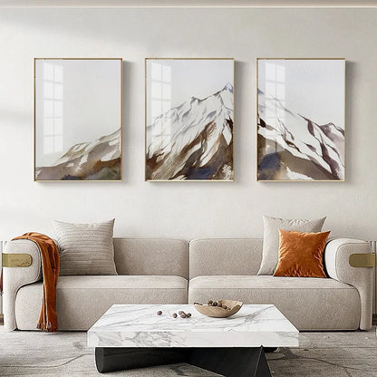 Abstract Watercolor Landscape of Brown Snow Mountains Posters Modern Wall Art Canvas Painting Print Pictures Home Decoration