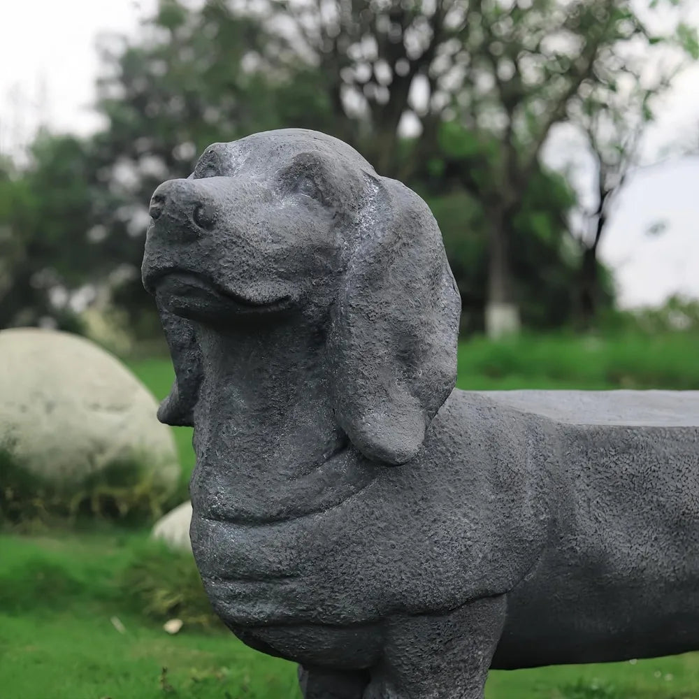 Whimsical Dachshund Dog Statue Sculpture Bench