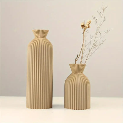 Elegant Black & Beige Plastic Vase - Boho Chic Decorative Centerpiece