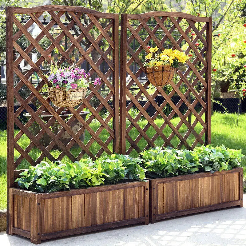 Large Raised Garden Bed Wooden Planter Box with Trellis – Your Ideal Outdoor Gardening Companion