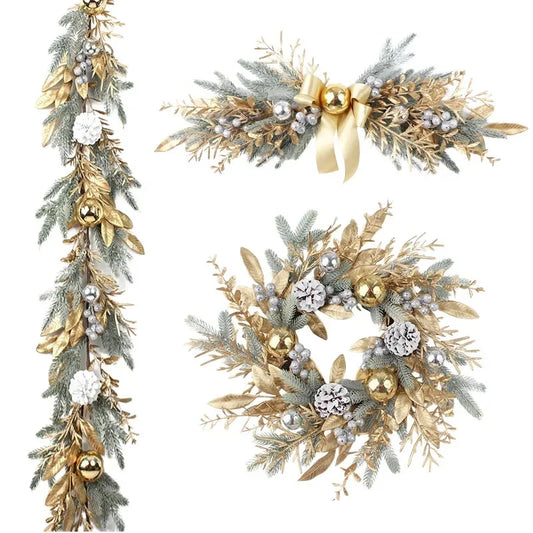 Golden Glow Wreath - Festive Elegance for Every Door