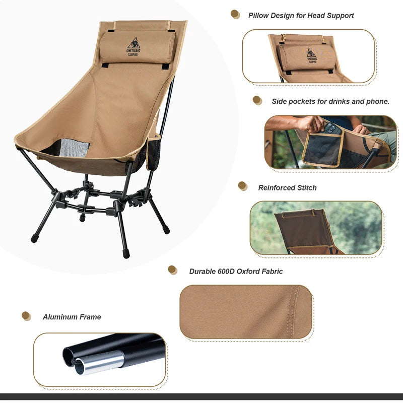 OneTigris Portable High Back Camping Chair